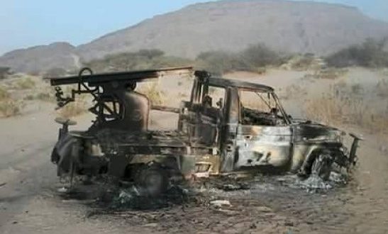انفجار يدمر عربة عسكرية لجماعة الحوثي غرب مدينة تعز “صورة “